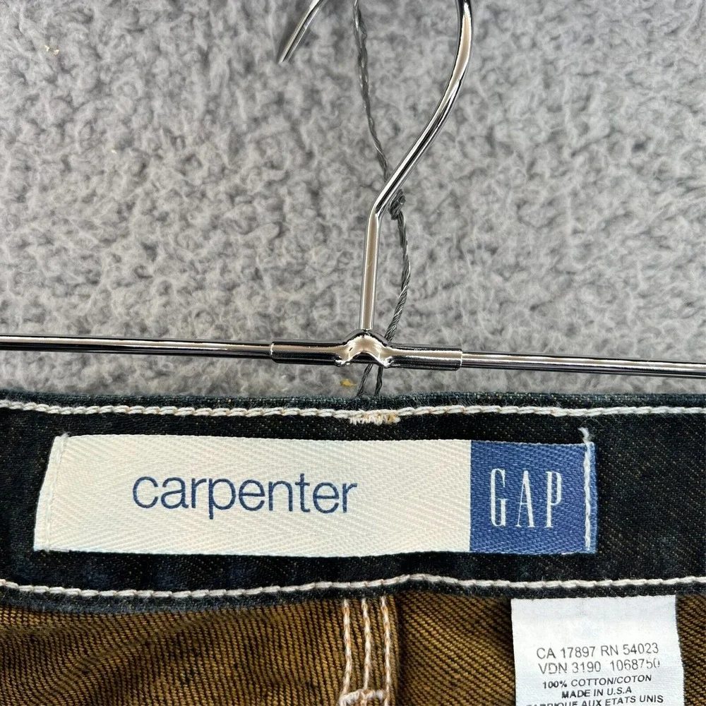 Vintage GAP CARPENTER Jean Men 34x30 Baggy Straight Leg Dark Blue Denim USA READ